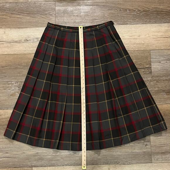 Vtg Pendleton 100% Wool Plaid Skirt 18 Midi Green Red Holiday USA Academia Retro - Picture 7 of 7